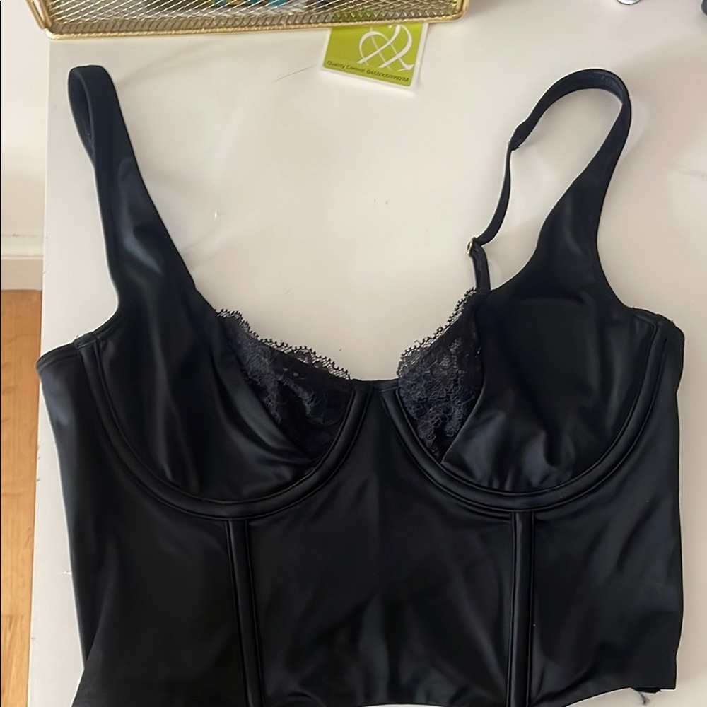 Abercrombie & Fitch Black Satin Corset Top